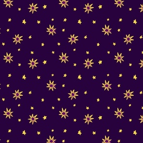 Outer Space - Yellow Stars on Dark Purple Background (SMALL)