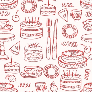 Doodle style bakery red