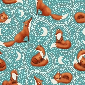 aqua green | dreamy orange fox, woodland collection | nursery decor, kids apparel, wallpaper