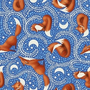 rotated - cobalt blue | dreamy orange fox, woodland collection | nursery decor, kids apparel, wallpaper
