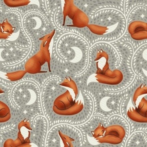 neutral stone grey | dreamy orange fox, woodland collection | nursery decor, kids apparel, wallpaper