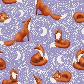 purple | dreamy orange fox, woodland collection | nursery decor, kids apparel, wallpaper