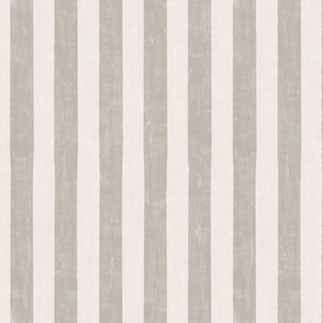 medium scale Loose Geometric simple 2 colour stripe / off white and pale grey / blue and taupe colorway