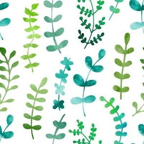  Watercolor seamless pattern of green leaves. Simple repeat print. Greenery, grass, summer, spring