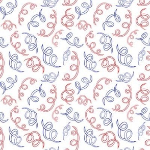 Seamless pattern of watercolor curls in red and blue