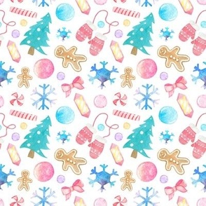 Watercolor seamless pattern on the theme of New Year and Christmas