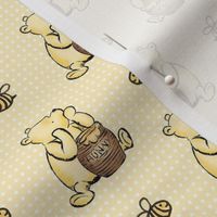 Smaller Scale Classic Pooh Hunny and Bees on Pale Golden Yellow