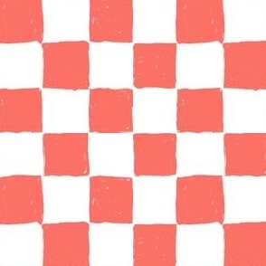 Painted 1" Checkerboard //  Living Coral