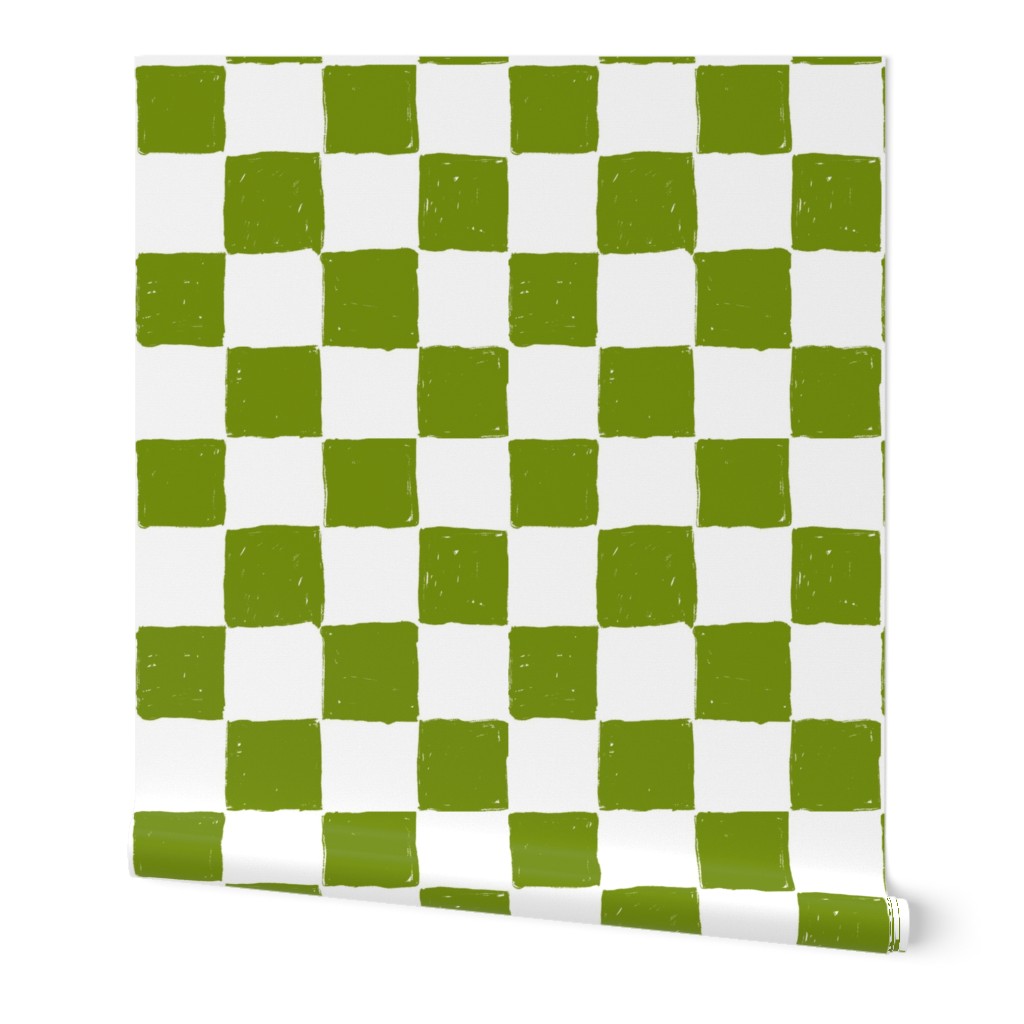 Painted 1" Checkerboard //  Apple Green