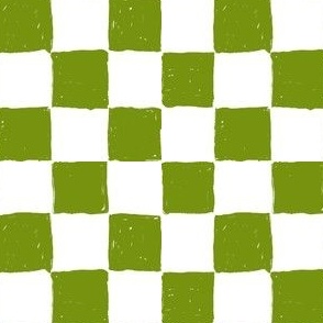 Painted 1" Checkerboard //  Apple Green