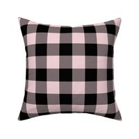 Night Black and Dawn Pink Check Gingham Plaid