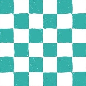 Painted 1" Checkerboard // Carribbean Blue