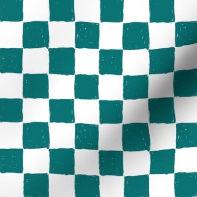 Painted 1" Checkerboard // Teal