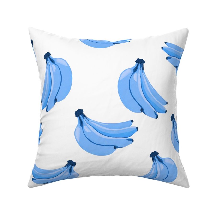 Blue banana bunch design- white background. Featuring elements like; banana bunch, retro, pop art, food, fruit, bananas, fun and a happy design.  