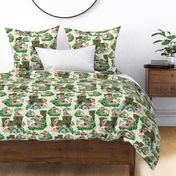 Guinea Pigs in the Outdoors; tree stump, rodent, cute, adorable Guinea Pig, nature, friends, animals, leaves, bark, vines,Cute, Cuter, Cutest Kids Sheets —Mosses DC 2_2023_3600v05
