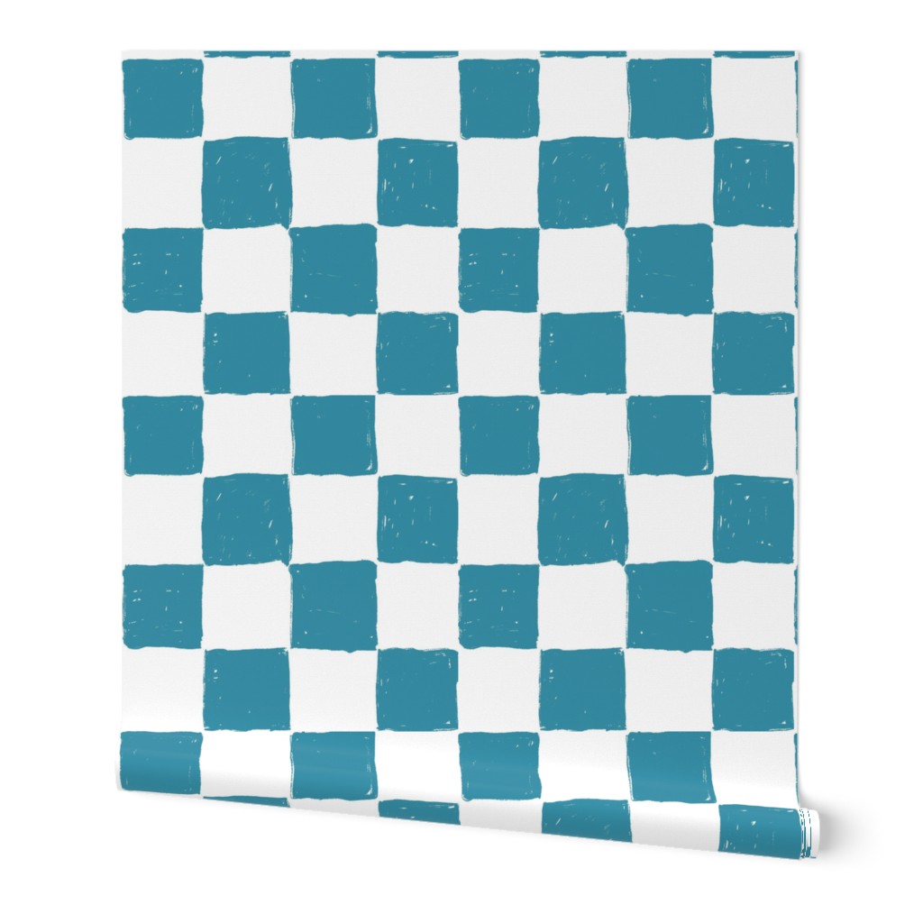 Painted 1" Checkerboard //  Island Teal