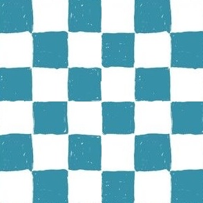 Painted 1" Checkerboard //  Island Teal