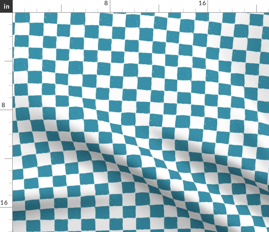 Painted 1" Checkerboard //  Island Teal