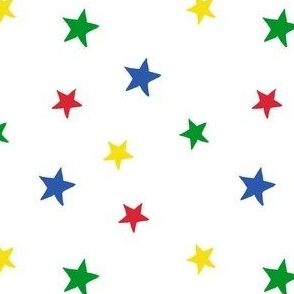 Stars Primary Red Blue Green Yellow on White