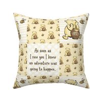 Bigger Scale Patchwork 6" Squares Classic Pooh in Soft Golden Yellow with Storybook Quotes for Cheater Quilt or Blanket