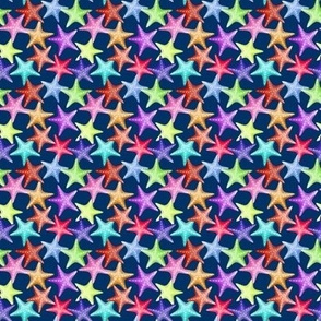 Small Multicolor Starfish Nautical Summer Beach on Blue