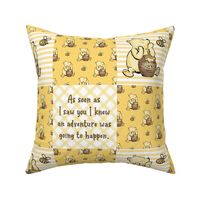 Bigger Scale Patchwork 6" Squares Classic Pooh in Yellow Gold with Storybook Quotes for Cheater Quilt or Blanket