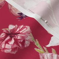 Hot Pink, Bright Magenta Floral Cottage Garden, viva magenta wallpaper, hot pink wallpaper