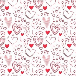 Seamless pattern doodle hearts