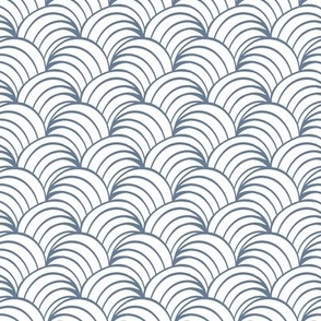 Art Deco ocean waves in blue and white 