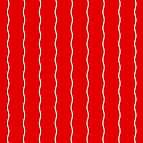 Small Double Squiggly White Lines on Red