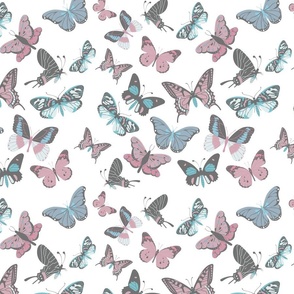 Blue Pink Butterfly Toss Pattern