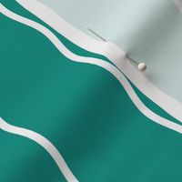 Small Double Squiggly White Lines on Teal