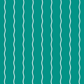 Small Double Squiggly White Lines on Teal