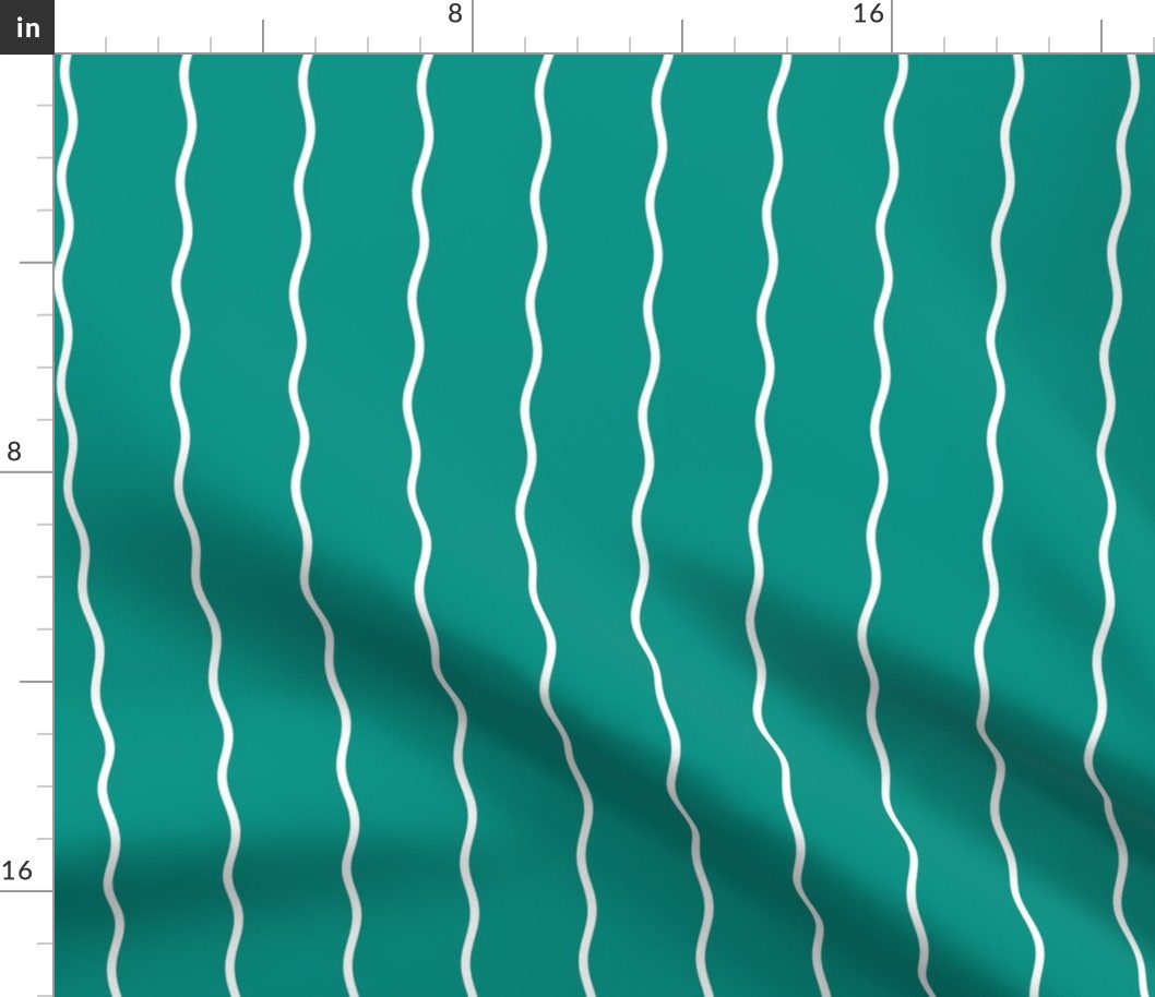 Small Double Squiggly White Lines on Teal