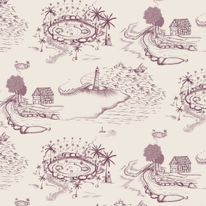 Sailor's wife/large/toile de jouy/wine red