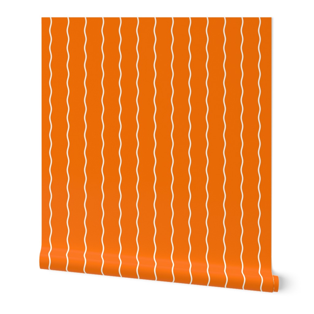 Small Double Squiggly White Lines on Orange