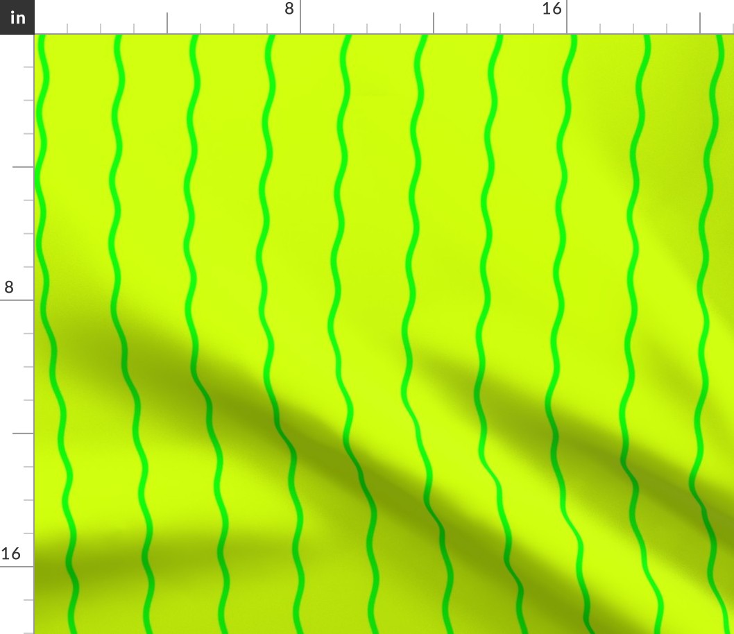 Single Squiggly Neon Green Lines on Yellow