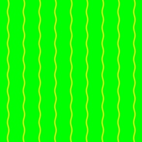 Single Squiggly Yellow Lines on Neon Green