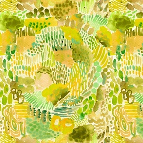 Abstract Mosses in Watercolor_Greens_Large