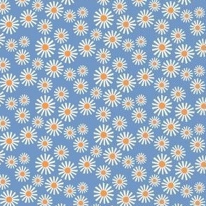 Daisy Delight - Fresh, Modern, Crisp White Daisies Scattered on a Sky Blue Background - Classic Floral Design - SHW1007 a
