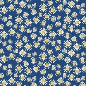 Daisy Delight - Fresh, Modern, Crisp White Daisies Scattered on a Deep Blue Background - Classic Floral Design - SHW1007 b