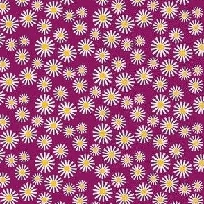 Daisy Delight - Fresh, Modern, Crisp White Daisies Scattered on a Magenta Background - Classic Floral Design  - shw1007 e