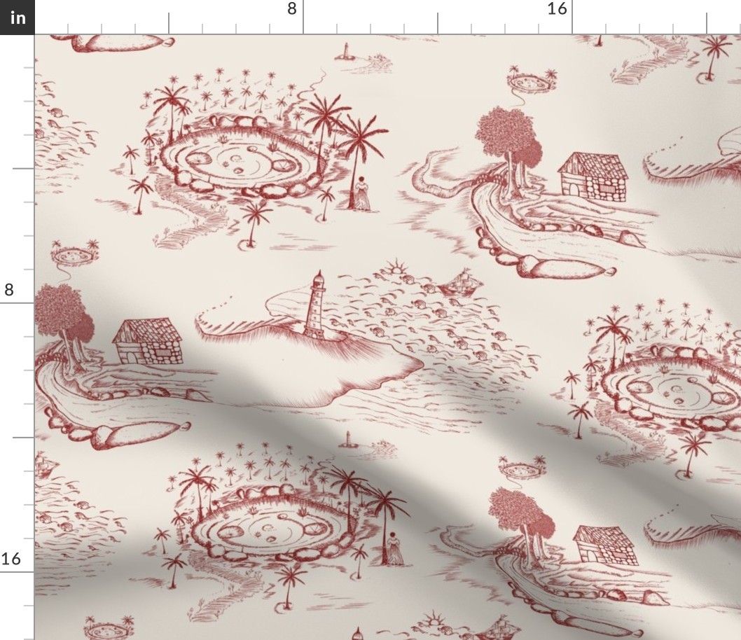 Sailor's wife/large/toile de jouy/maroon