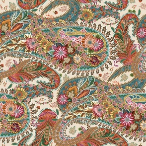 Hidden whimsy in autumn paisley White Smoke