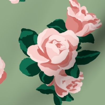 Dorothy's Roses Pink and Green