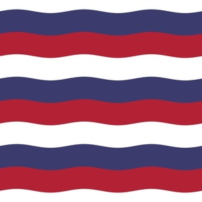 USA Red White and blue 2 inch Scalloped Horizontal Waves