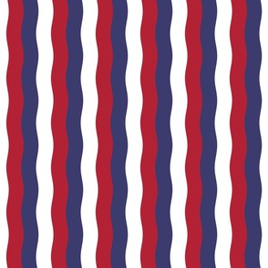 USA Red White and blue 1 inch Scalloped Vertical Waves