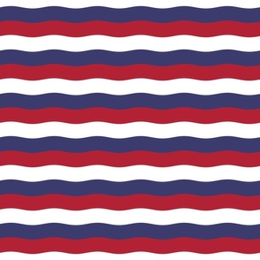 USA Red White and blue 1 inch Scalloped Horizontal Waves