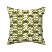 Burgeoning Blooms - Mid Century Modern Floral Geometric Olive Green Small Scale