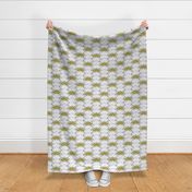 Burgeoning Blooms - Mid Century Modern Floral Geometric Gray Olive Green Regular Scale